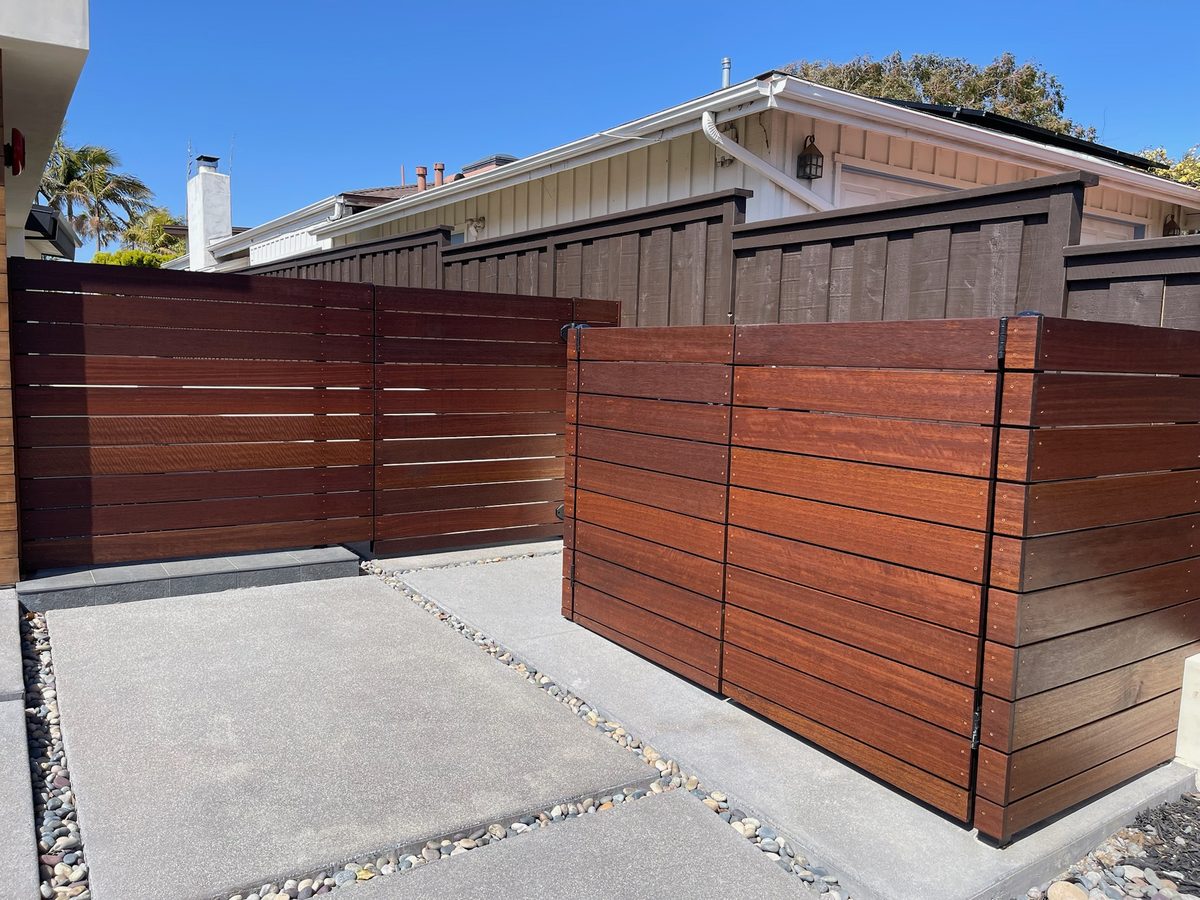 Custom Ipe wood driveway gate installation